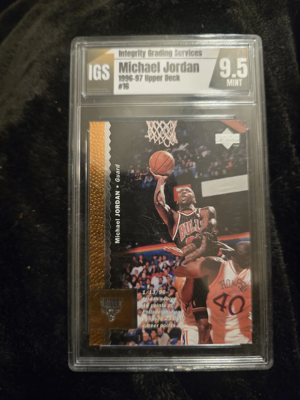 Michael Jordan 1996-97 Upper Deck Basketball Card - Gold Accent Gem Mint 9.5